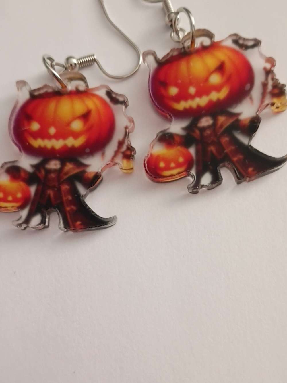 Halloween Pumpkin Head  Costume Earrings - Orange
